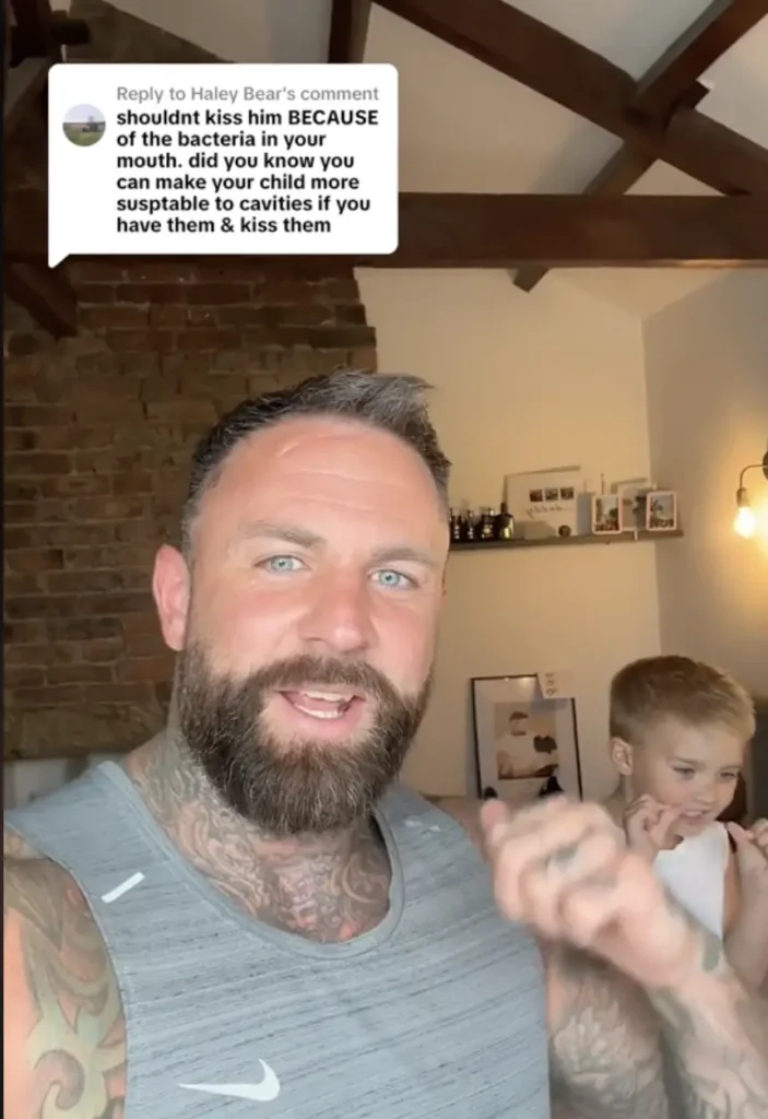 Tom says he will continue to kiss his child on the lips.