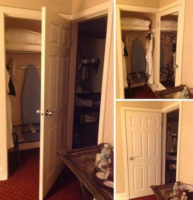 One Door but Two Doorways for the Bathroom and the Closet