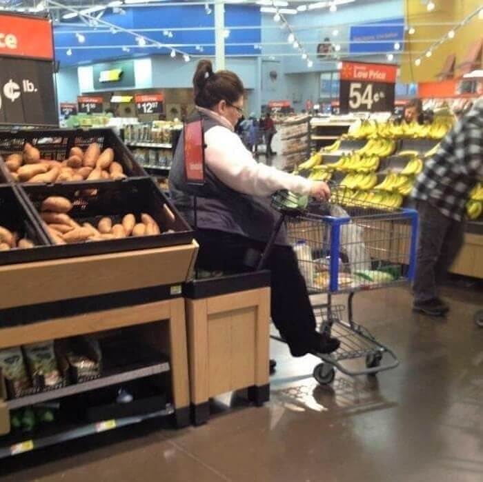 Taking A Break While Grocery Shopping