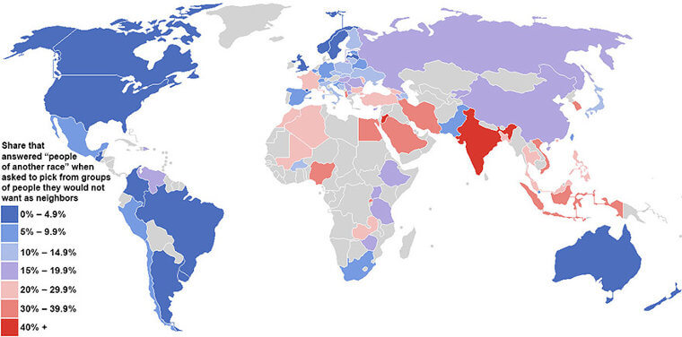 Countries With The Greatest And Lowest Racial Tolerance