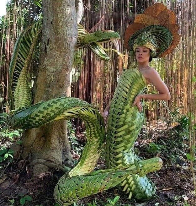 This Snake Dress Is Made Out of Palm Leaves