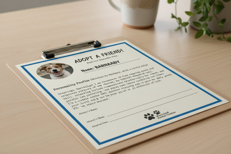 Municipal Animal Control Adoption Forms With Personality Profiles