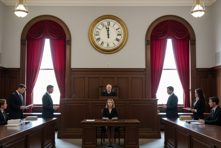 Municipal Courtroom Clocks Set to Impossible Times