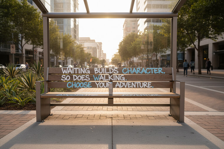 Bus Stop Benches With Motivational Graffiti