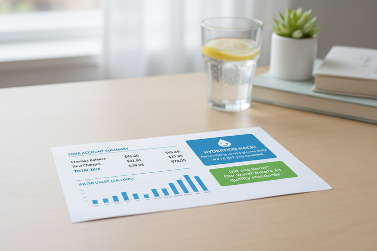 Water Bill Notices With Encouraging Hydration Tips