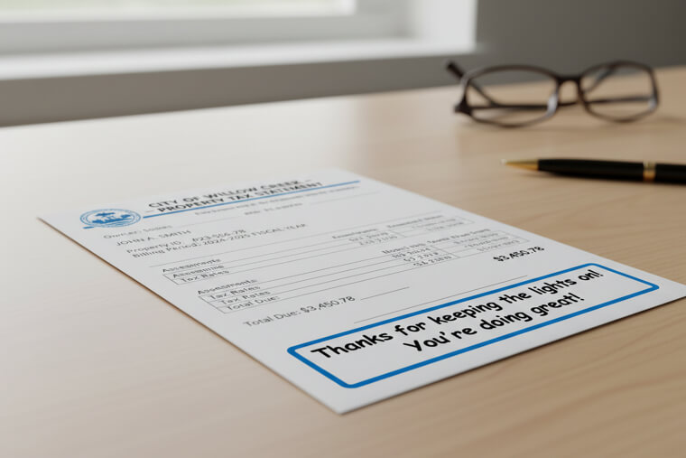 Property Tax Bills With Encouraging Messages