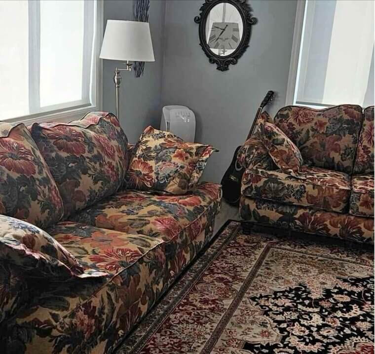 Chintz Fabric on Living Room Sofas