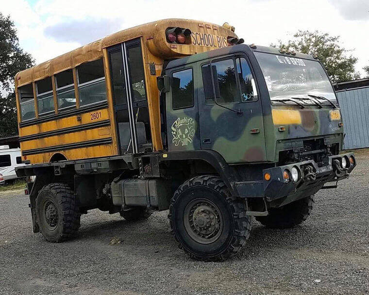 School Bus Meets Military Truck: A Surprising Twist