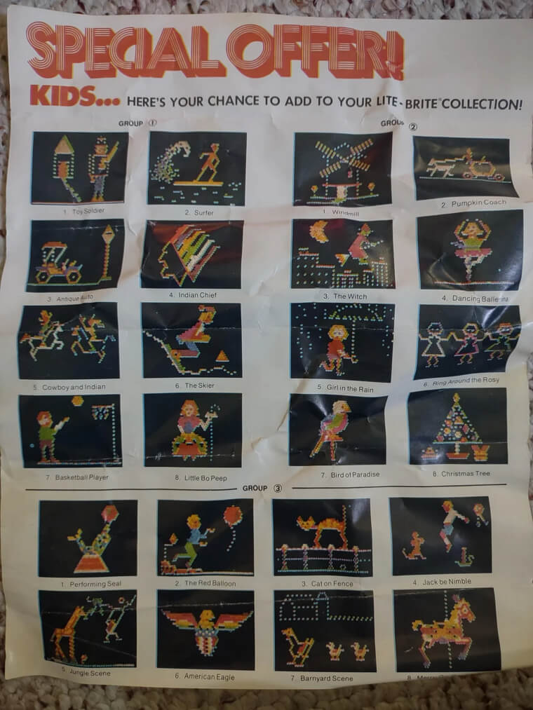 1970s "Lite-Brite" Refill Sheets