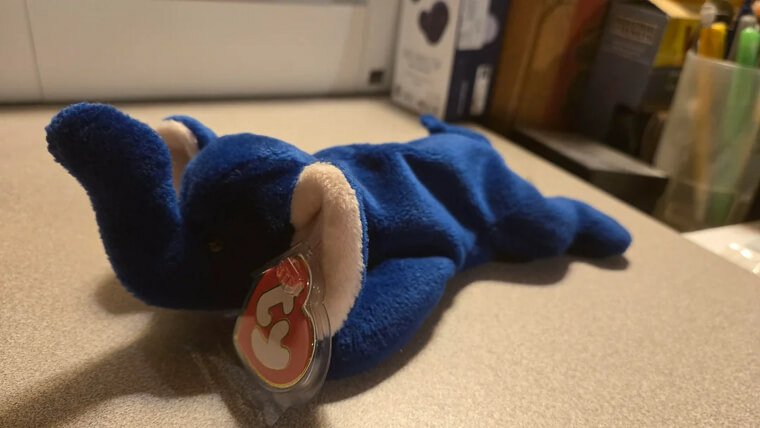 Royal Blue Peanut the Elephant Beanie Baby