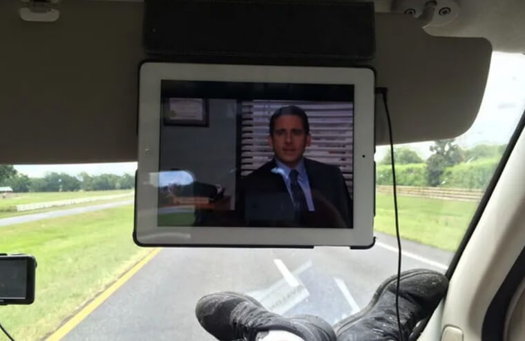 Hang an Ipad off the Sun Visor